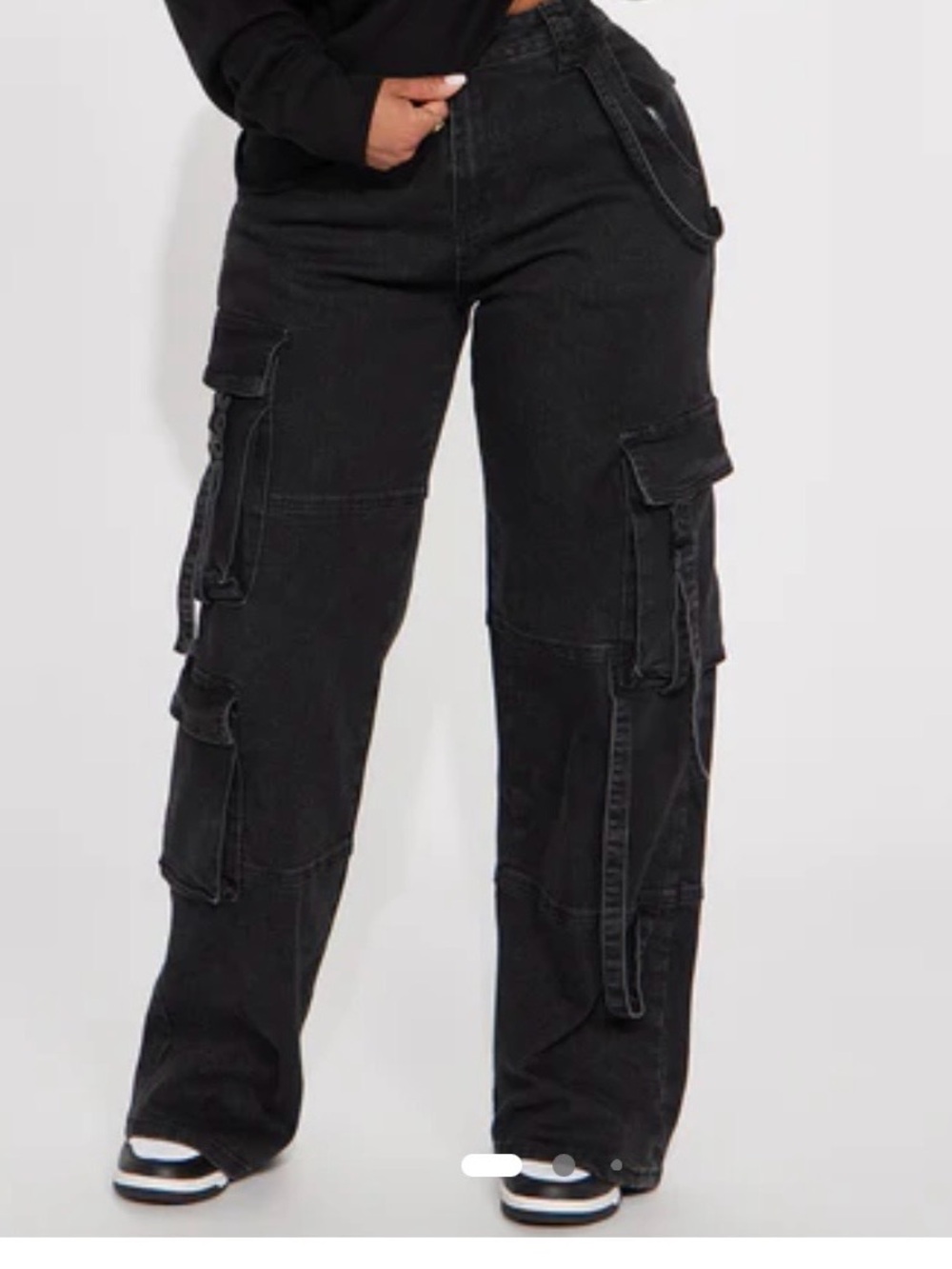 Women’s Black Cargo Jeans - Relaxed Fit
